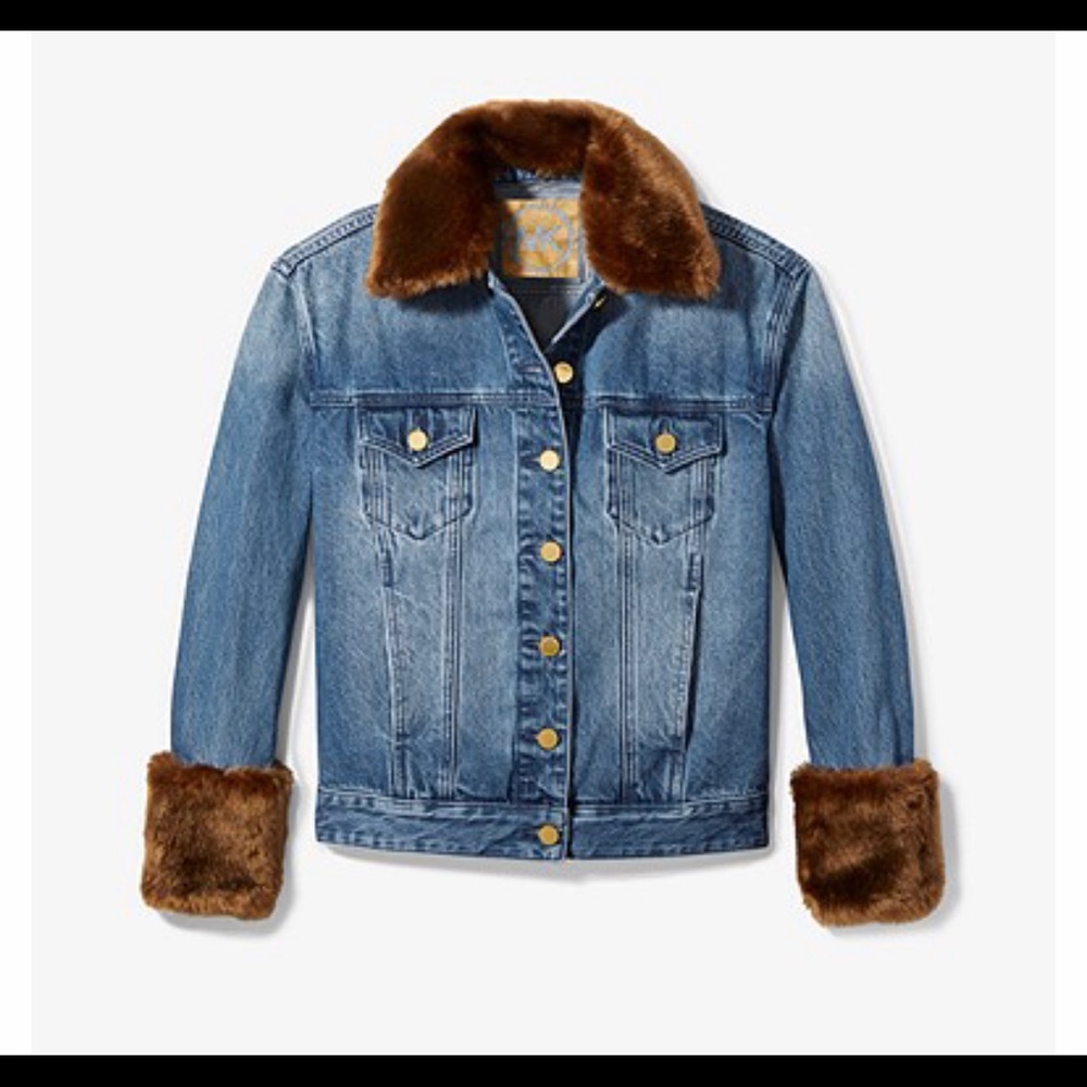 NWT MK Faux Fur Denim Jacket.
